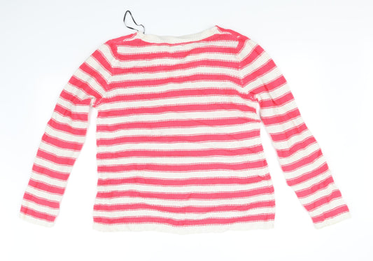 H&M Womens Red Striped Pullover Jumper Size M