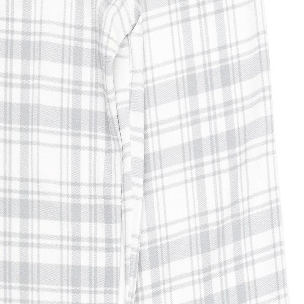 Boohoo Womens White Check Trousers Size 8 L32 in
