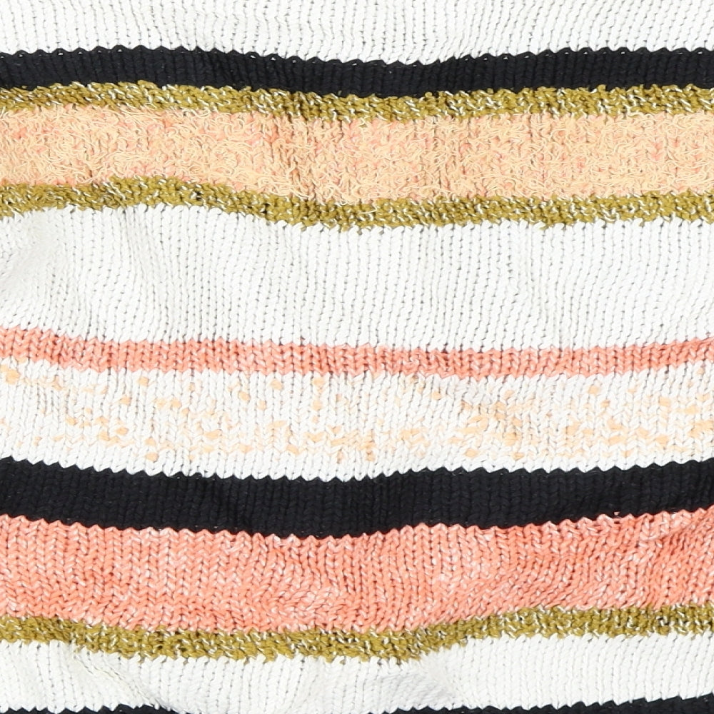 Marks and Spencer Womens Orange Striped Pullover Jumper Size S