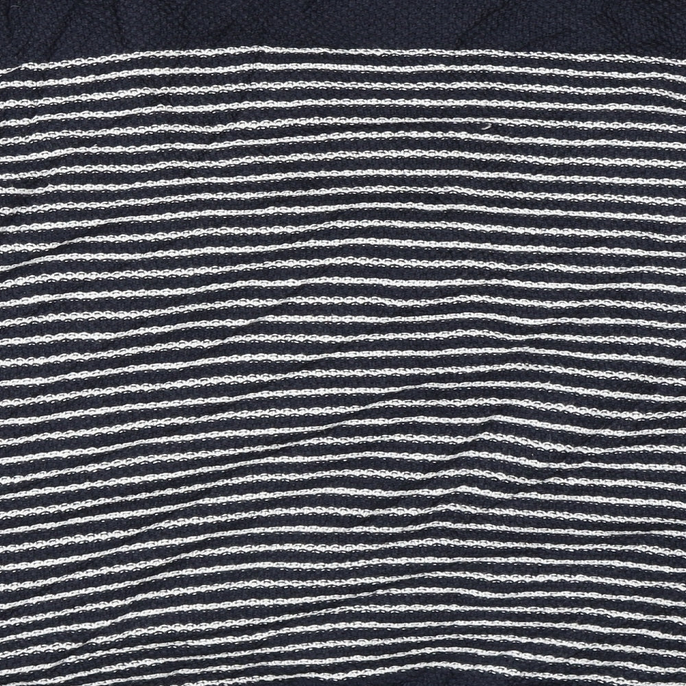 Brand and care label for Minimum women’s blue striped jumper, size M
