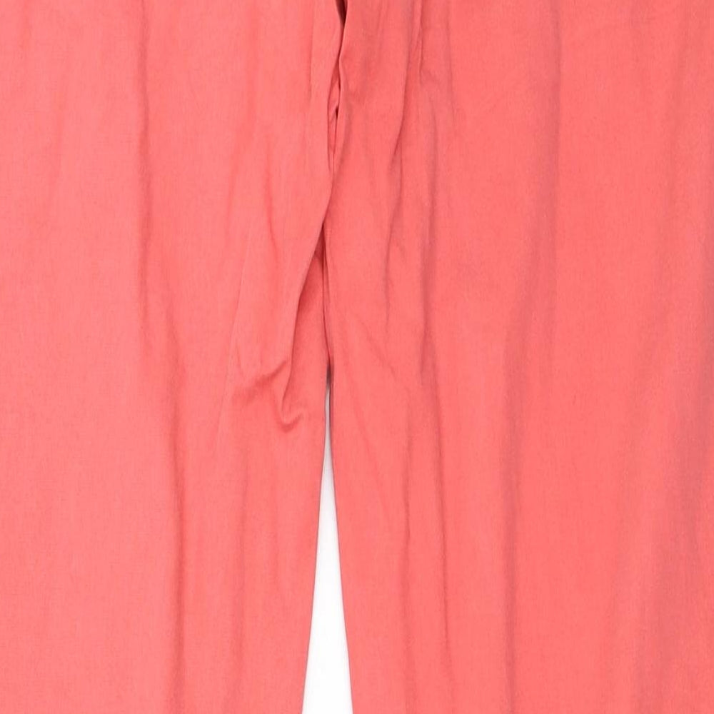 Brand and care label for Papaya women’s pink straight jeans, size UK 12, 27-inch leg