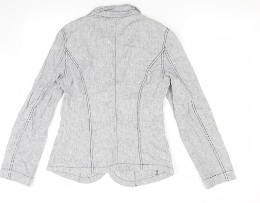 M&Co Womens Grey Striped Jacket Coat Size 8