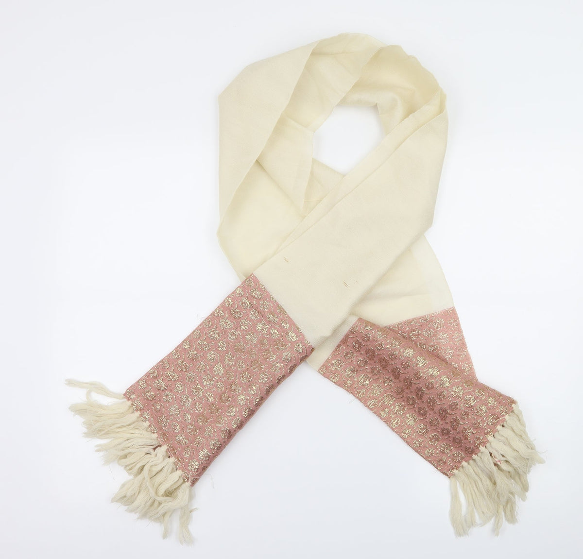Front view of Preworn women’s ivory geometric scarf