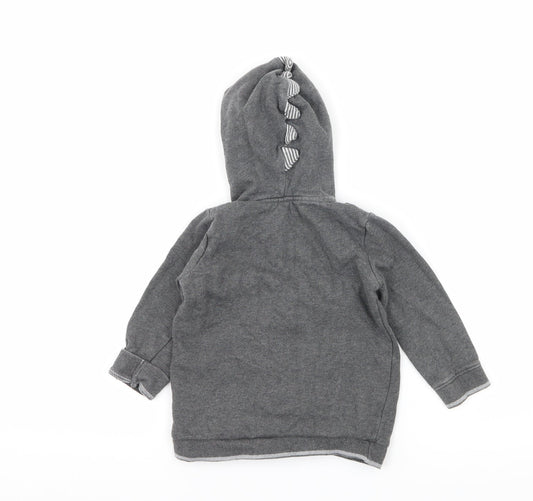 George Boys Grey Jersey Full Zip Jumper Size 12-18 Months - Roar Dinosaur
