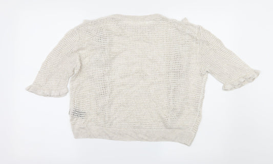 Marks and Spencer Womens Beige Knit Pullover Jumper Size 12 - Open knit
