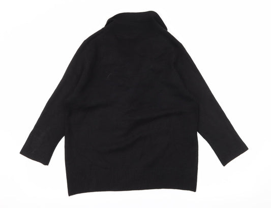 BHS Womens Black Knit Pullover Jumper Size 14 - Tie Detail