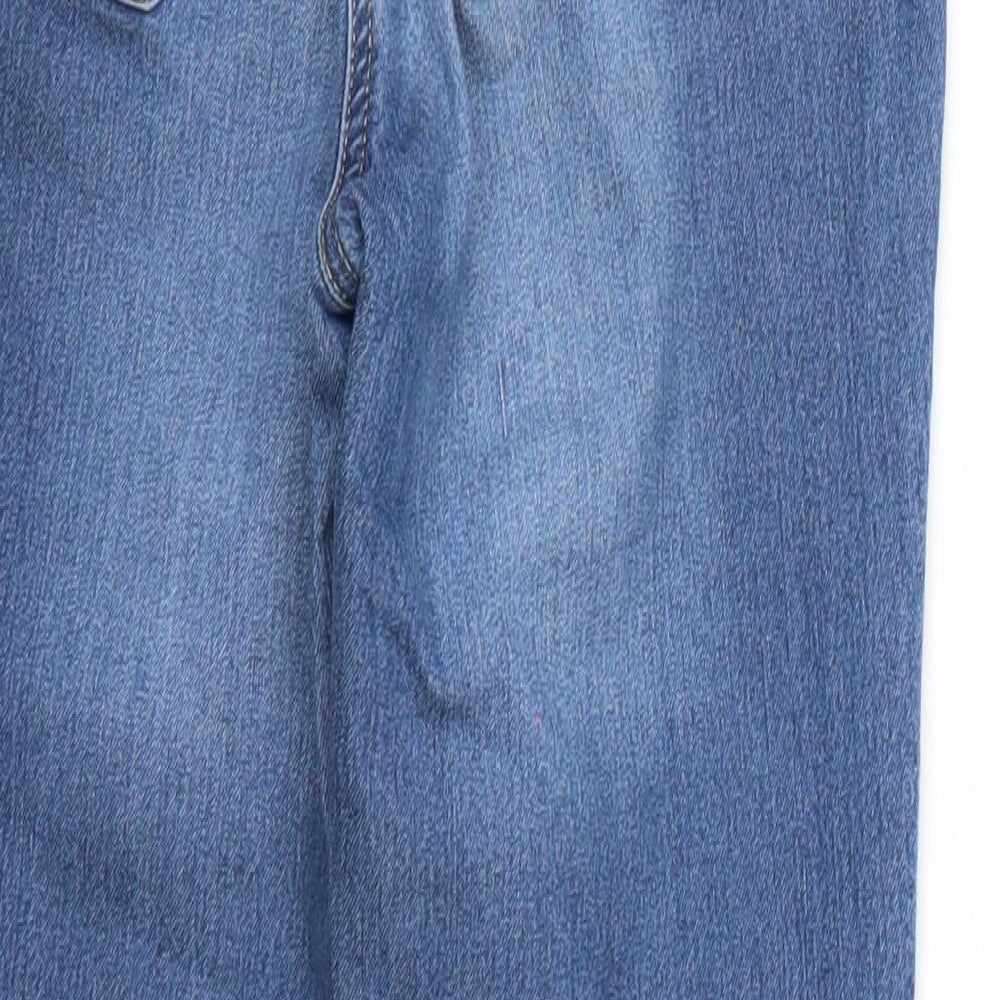 Brand and care label for Tu women’s blue skinny jeans, size UK 8, 26-inch leg
