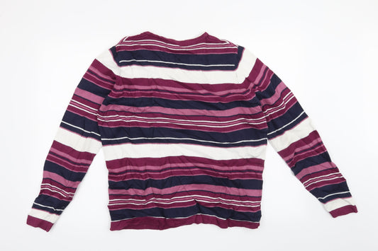 Isle Womens Purple Striped Pullover Jumper Size 14