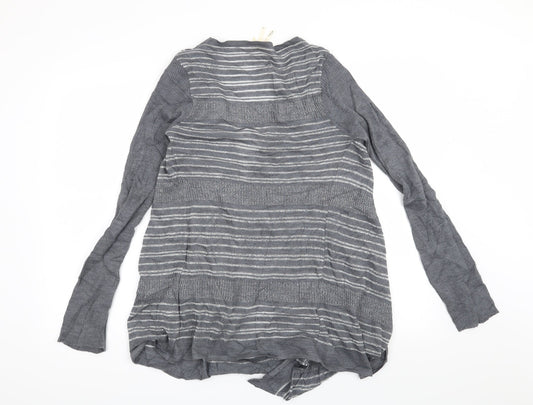 NEXT Womens Grey Striped Cardigan Jumper Size L