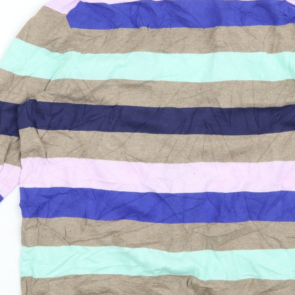 Brand and care label for Gap women’s brown striped cardigan jumper, size S