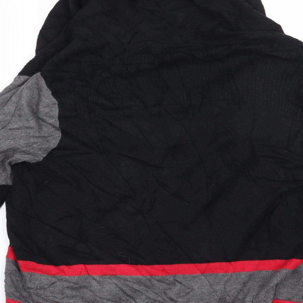 Brand and care label for M&Co women’s black striped cardigan jumper, size M