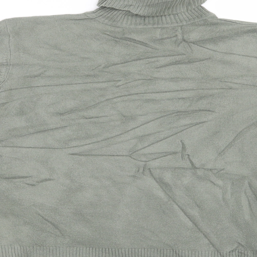 Brand and care label for Essentials women’s green jumper, size UK 14