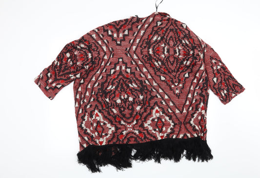 H&M Womens Red Geometric Cardigan Jumper Size S