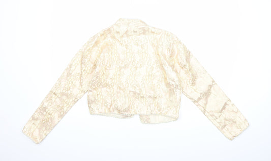 DIYA Womens Gold Floral Jacket Size M