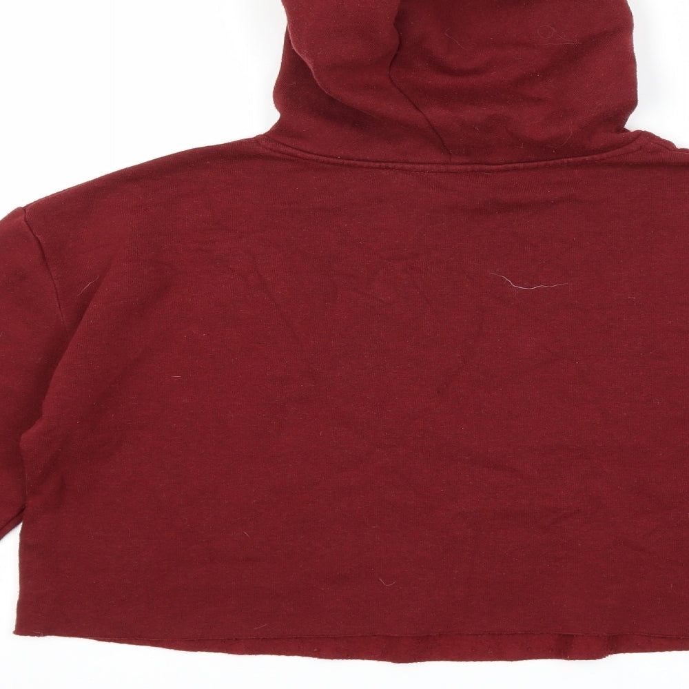 Brand and care label for New Look girls’ red pullover hoodie, size 12-13, years