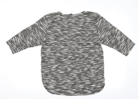 H&M Womens Black Herringbone Basic T-Shirt Size 6
