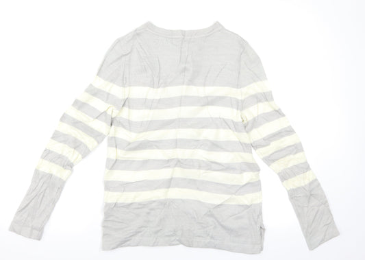 M&S Womens Grey Striped Pullover Jumper Size 10