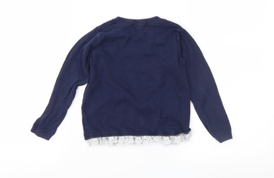 H&M Girls Blue Knit Pullover Jumper Size 2-3 Years