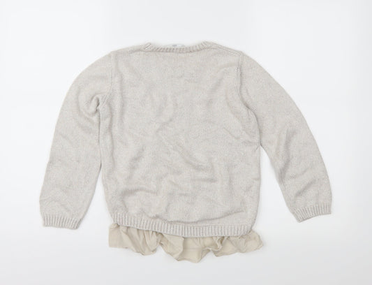 Marks and Spencer Girls Beige Knit Pullover Jumper Size 9-10 Years