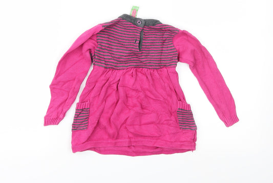 Sophie and Sam Girls Pink Striped Knit Jumper Dress Size 12-18 Months