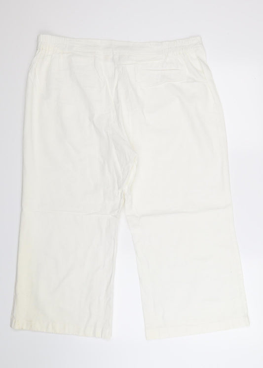 Agenda Womens White Cropped Trousers Size 20 L23 in