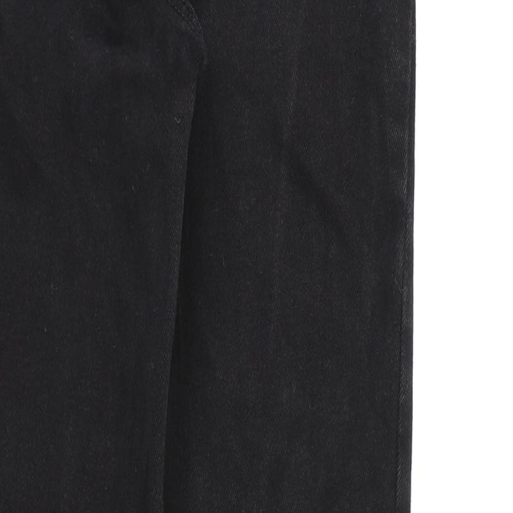 Brand and care label for New Look women’s black denim skinny jeans, size UK 10, 27-inch leg