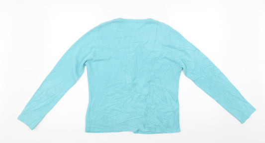 Ann McCarthey Womens Blue Floral Cardigan Jumper Size S