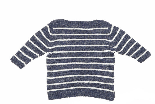 M & Co Womens Blue Striped Pullover Jumper Size 16