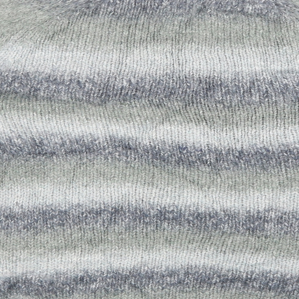 Brand and care label for Faithful & True women’s multicoloured striped jumper, size UK 10