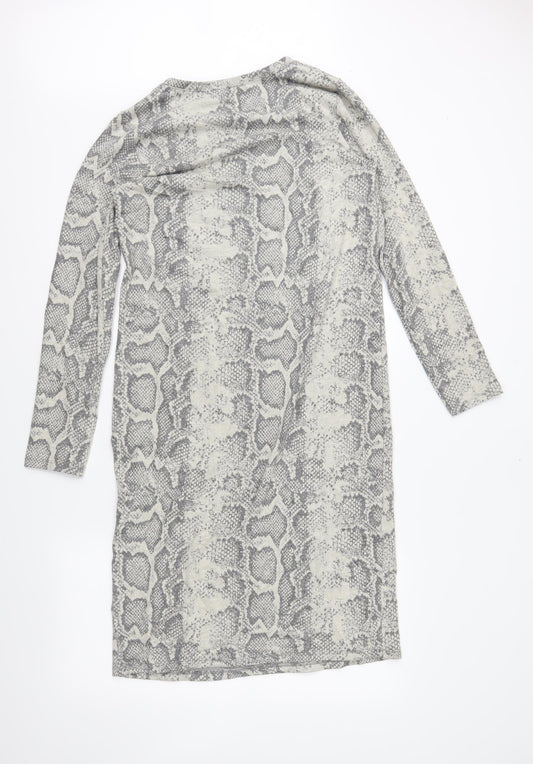 M&Co Womens Beige Animal Print Jumper Dress Size 12