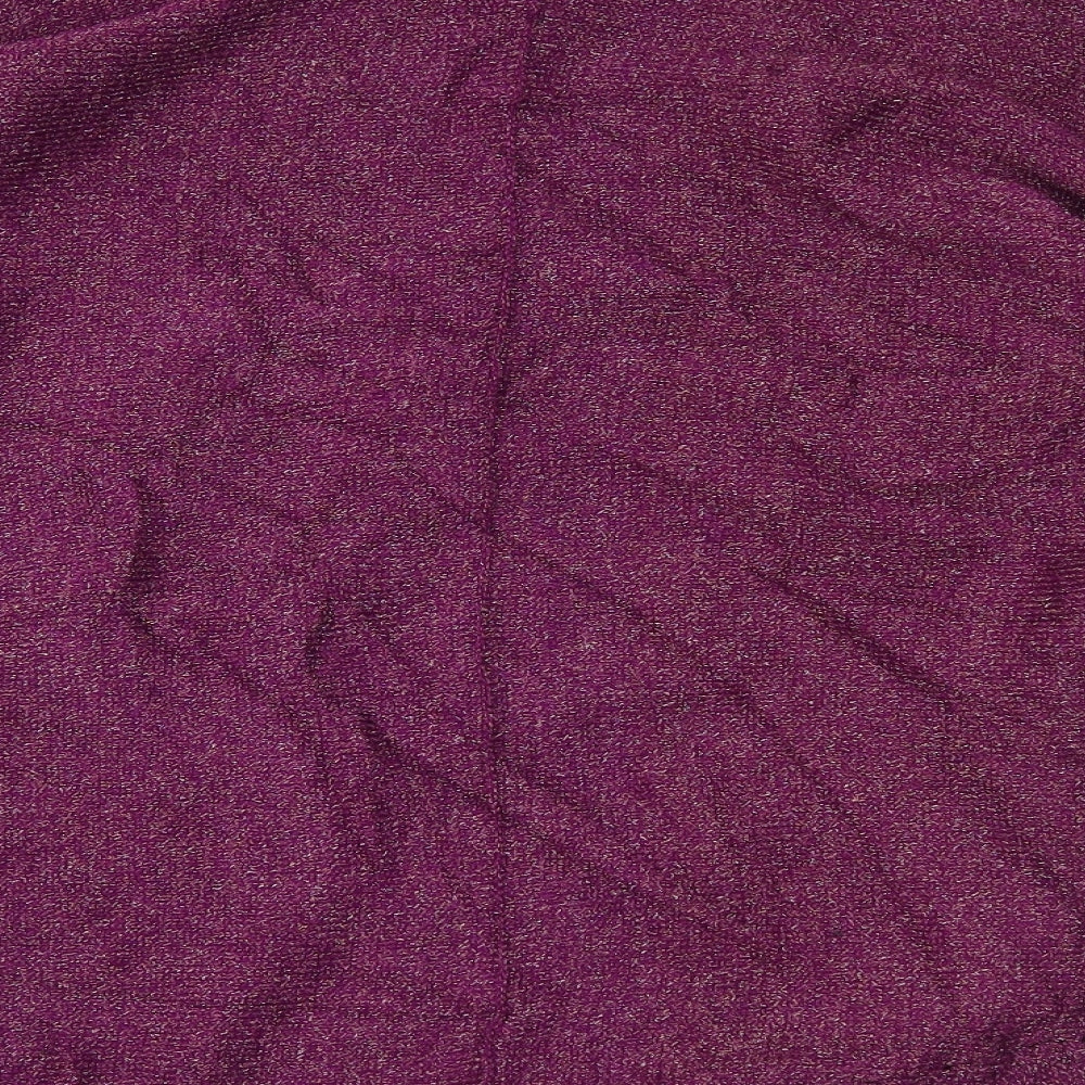 Brand and care label for Preworn women’s purple jumper, size L