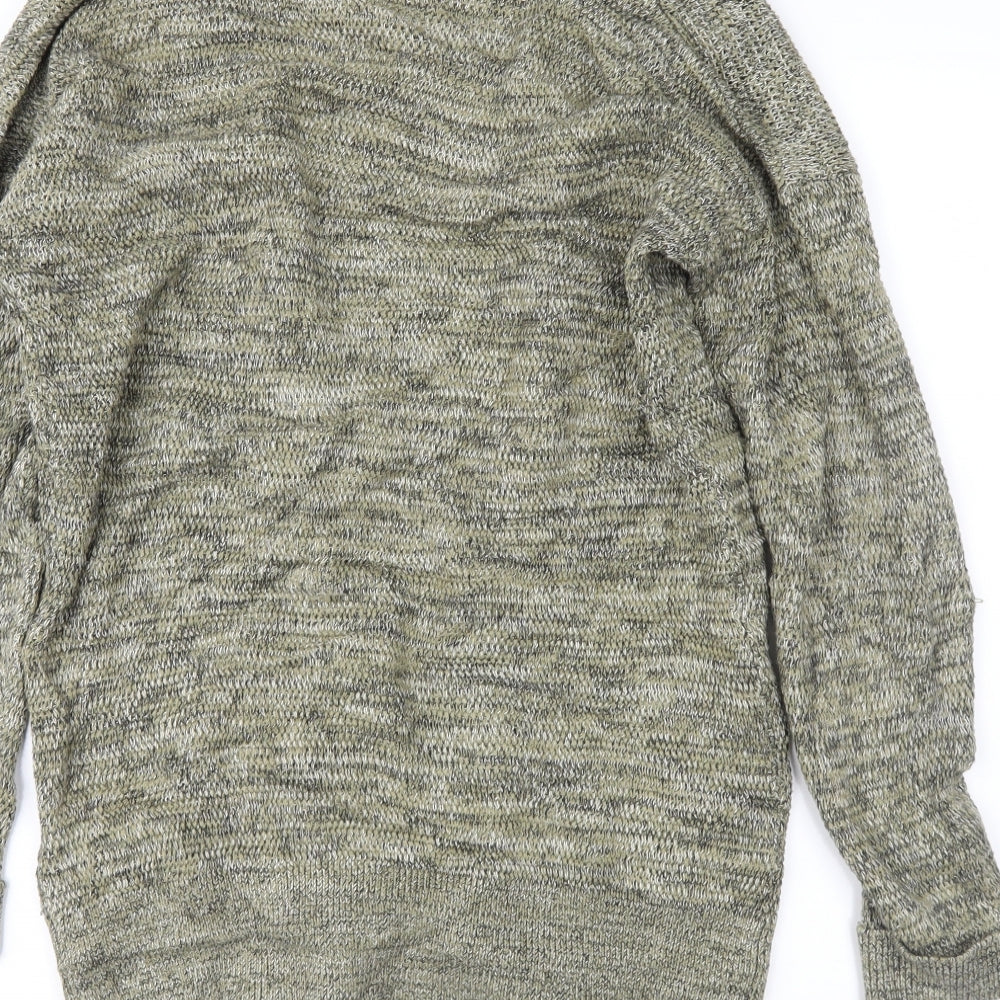Brand and care label for Zara women’s green cardigan jumper, size S
