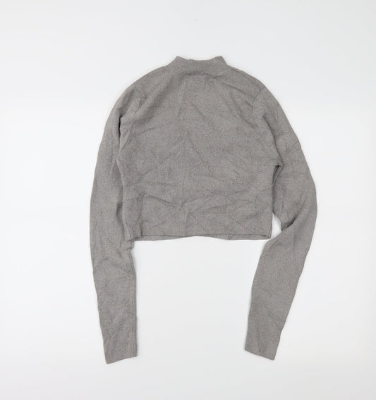 newlook Womens Grey Cropped Blouse Size 10