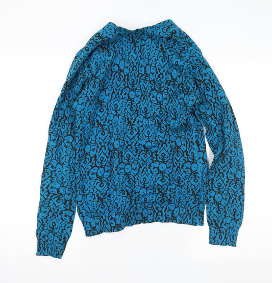 tabi Womens Blue Animal Print Cardigan Jumper Size XS