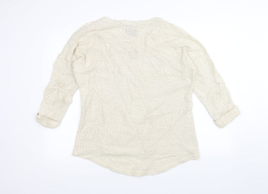 Made for me Womens White Knit Pullover Jumper Size 16