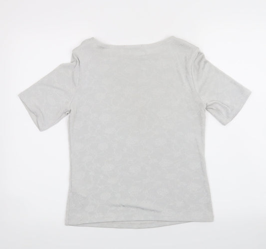 Marks and Spencer Womens Grey Floral Basic T-Shirt Size 10