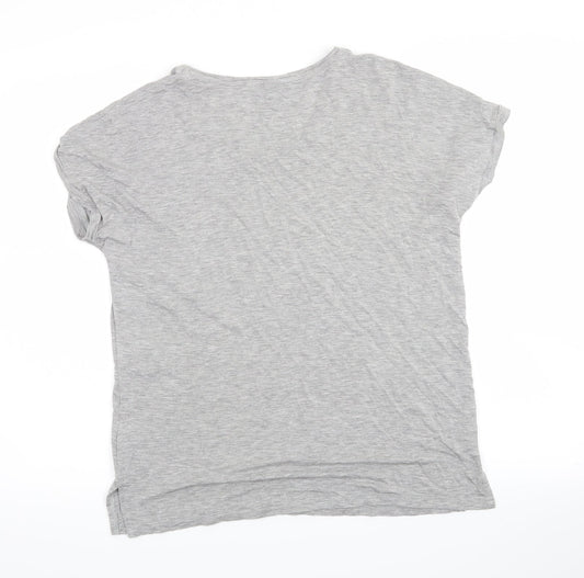 NEXT Womens Grey Basic T-Shirt Size 8 - beaded neckline