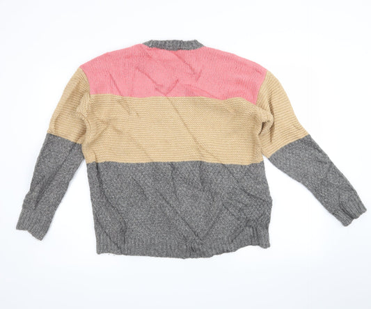 Marks and Spencer Womens Grey Striped Pullover Jumper Size M