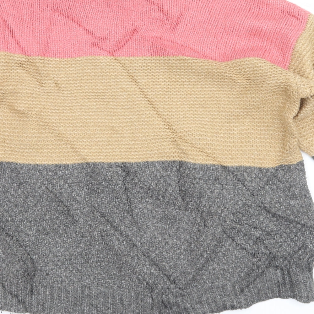 Brand and care label for Marks & Spencer women’s grey striped jumper, size M