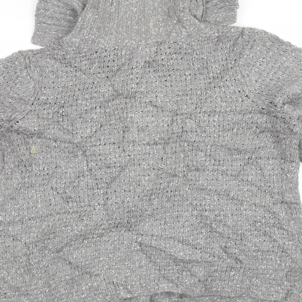 Brand and care label for Debenhams women’s grey cardigan jumper, size UK 12