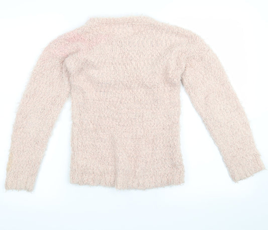 yd Girls Pink Pullover Jumper Size 9-10 Years - Beaded Collar