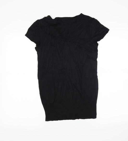 Oasis Womens Black Pullover Jumper Size 10 - flowers on collar
