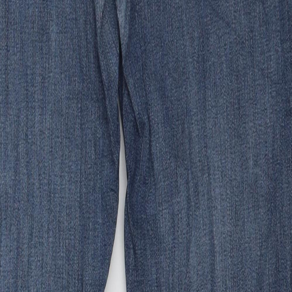 Brand and care label for Va Vite women’s blue denim straight jeans, size UK 29, in, 31-inch leg