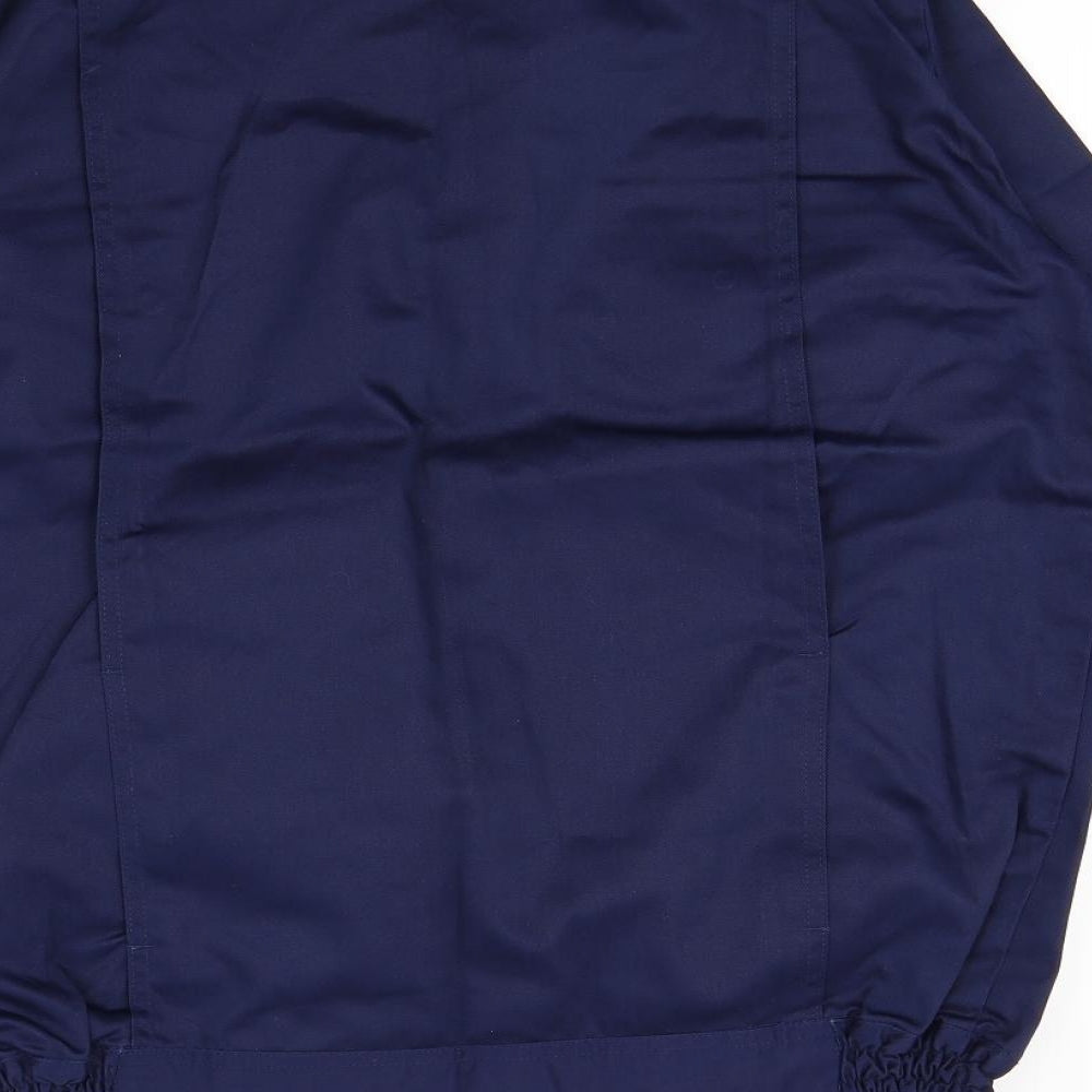 Brand and care label for Eurostar men’s blue jacket, size M