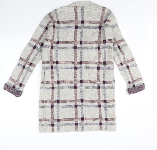 M&S Womens Beige Check Cardigan Jumper Size S