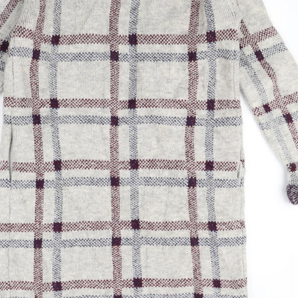 M&S Womens Beige Check Cardigan Jumper Size S