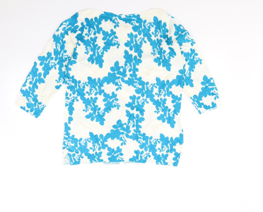 Preworn Womens White Floral Pullover Jumper Size 12