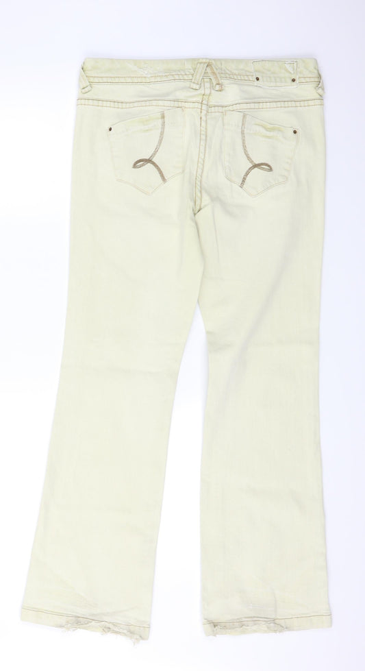 Next Womens Beige Denim Straight Jeans Size 12 L30 in - Detail on Pockets