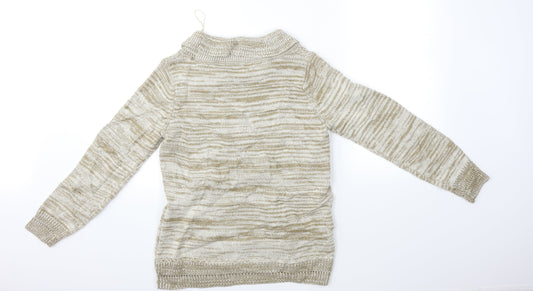 bm Collection Womens Beige Striped Pullover Jumper Size S