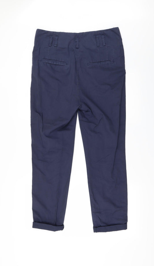 H&M Womens Blue Chino Trousers Size 10 L25 in - Zip